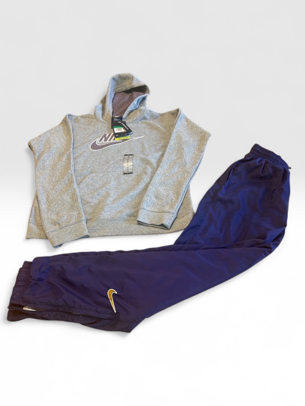 Nike Kids Purple Athletic Joggers with Gold Swoosh and NWT Nike Hoodie